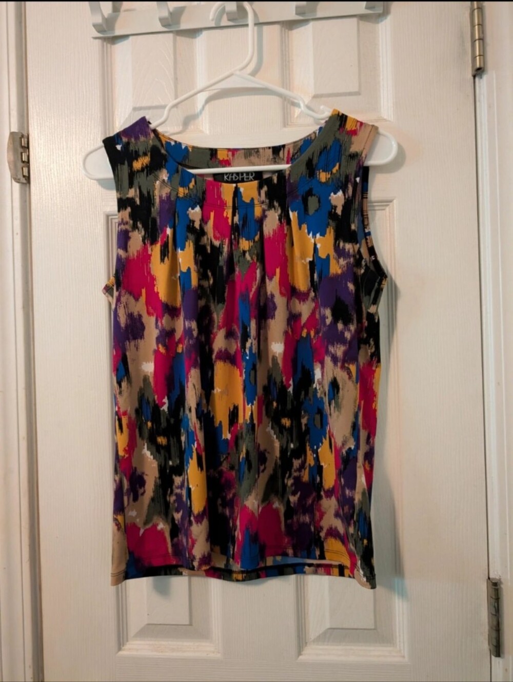 Kasper Abstract Print Sleeveless Blouse Top Multicolor Small - Picture 3 of 7